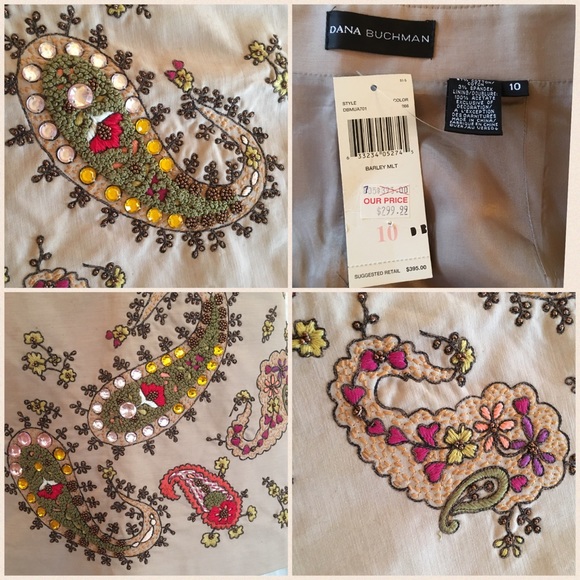 Dana Buchman Black Label Paisley Embellished Skirt - Picture 3 of 4