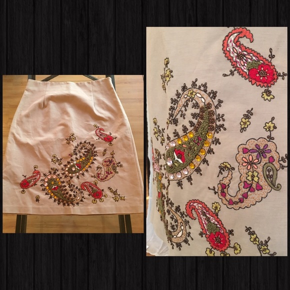 Dana Buchman Black Label Paisley Embellished Skirt - Picture 4 of 4