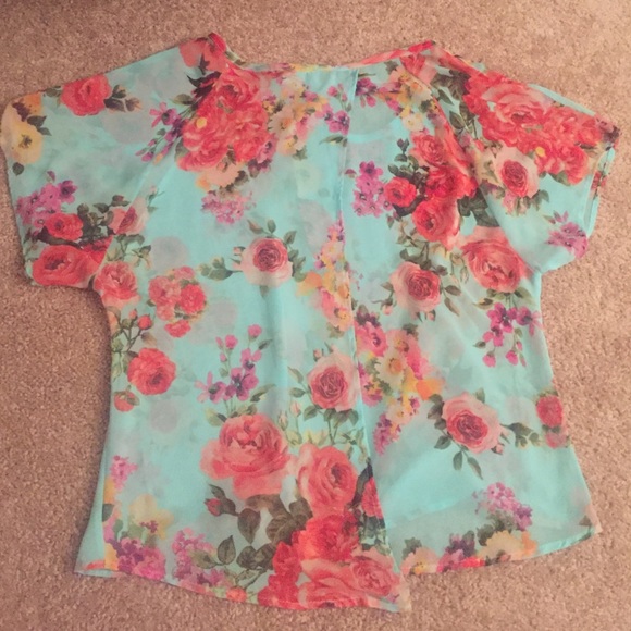 Floral open back chiffon shirt - Picture 2 of 3