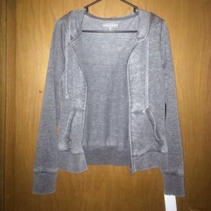 Distressed gray zip up hoodie