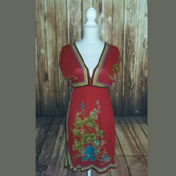 Poetry Small Kimono Sleeve Empire Waist Red Dress