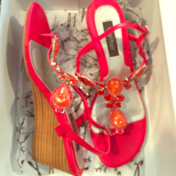 WHBM Jeweled Sandal Pumps