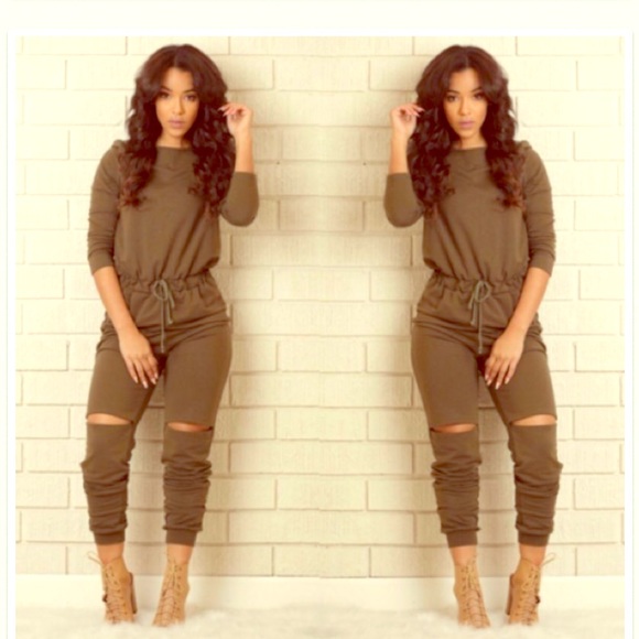 Fashion nova olive on the run jumpsuit
