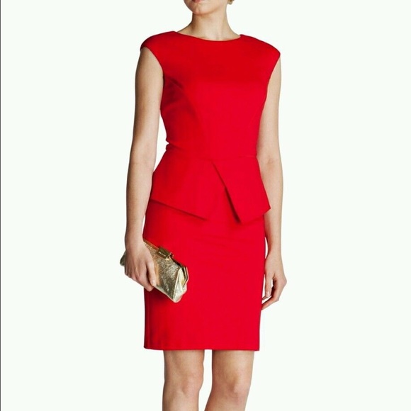 🎉👗1 DAY SALE👗🎉Ted Baker Red Peplum Dress - Picture 2 of 4