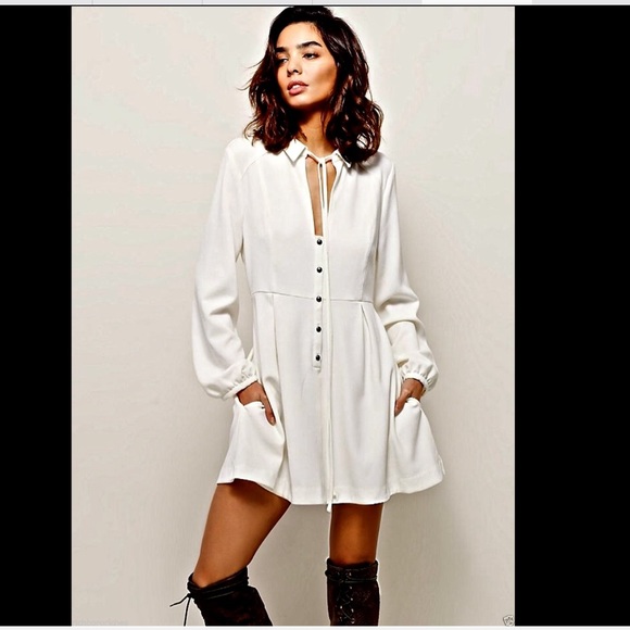 Free People ivory Daylight Mini Shirt Dress 2 - Picture 2 of 4