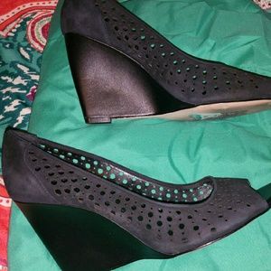 Black Preforated Calvin Klein Wedges