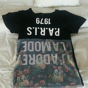 Paris black floral tee