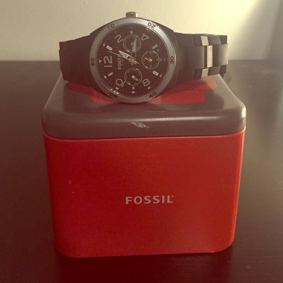 Fossil Women's Watch Matte Black & Stainless NWOT