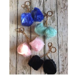 DOUBLE POM POM KEY CHAIN, so cute
