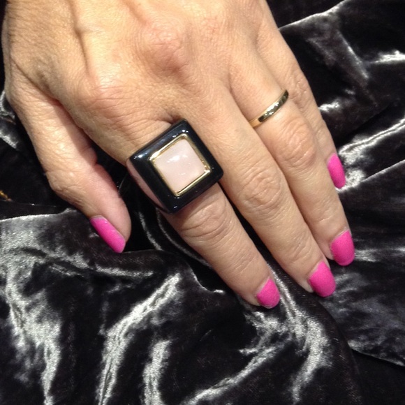 Peach Black Cocktail Ring