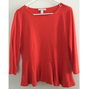 Forever 21 Orange Red Peplum Top