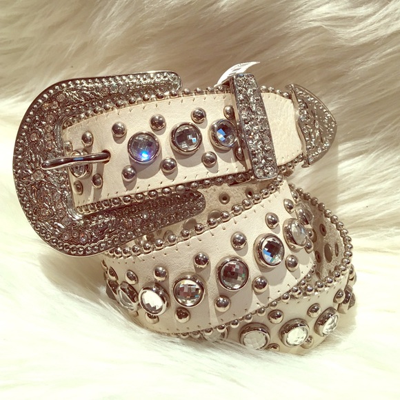 Western White leather silver and crystals main image 2