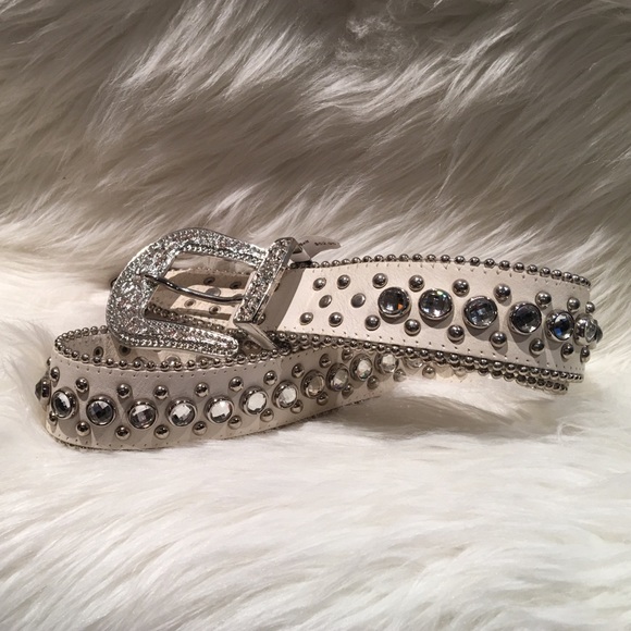 Western White leather silver and crystals main image 4