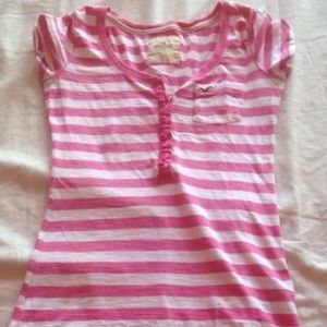 Pink and white striped Hollister shirt