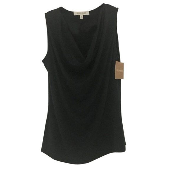 Navy drape neck blouse