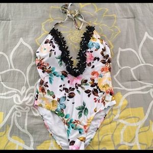 One piece floral swim suit