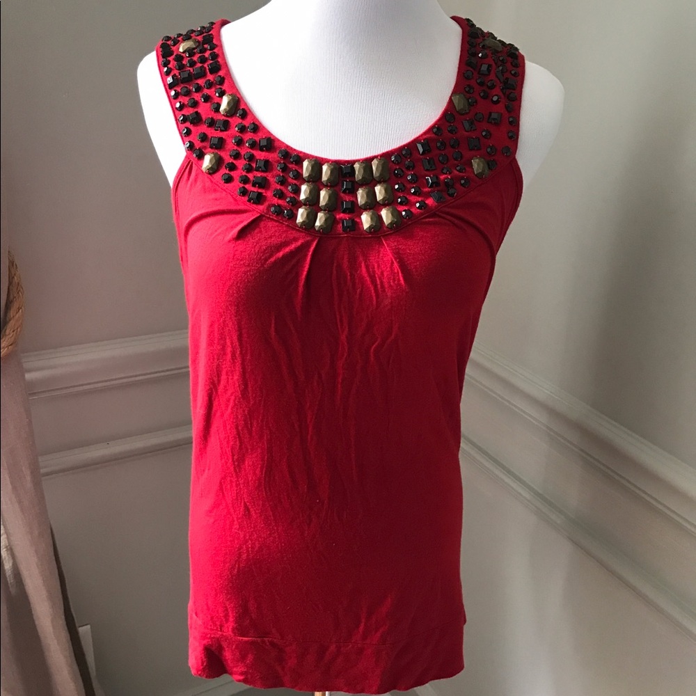 Embellished red tank
