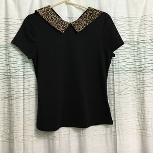 Pins and needles black leopard blouse