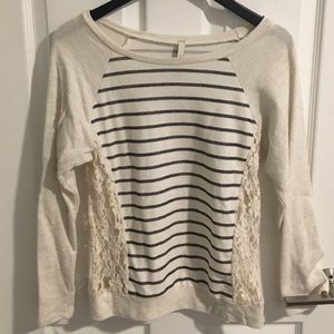 Nordstrom cream striped sweatshirt