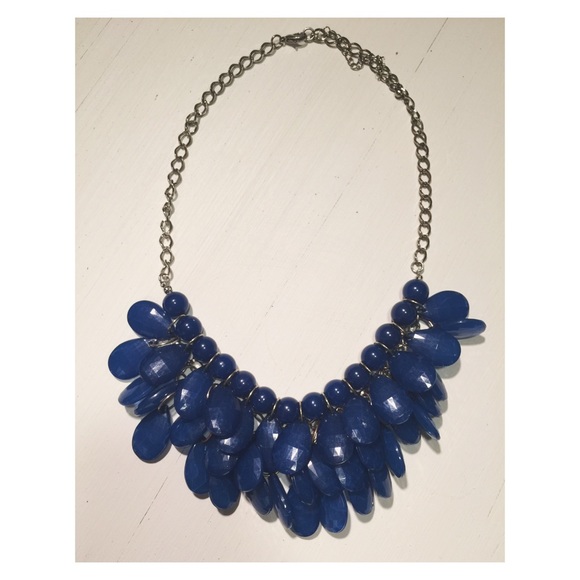 Fun Blue & Silver Bubble Statement Necklace