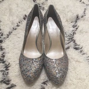 Nine West Metallic Lace Pumps Sz 9