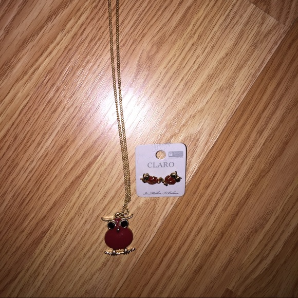 Red Owl 2-Piece Jewelry Necklace