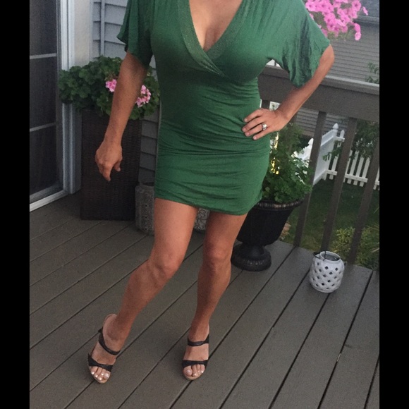 Express rayon green embellished glitter dress - Picture 1 of 1