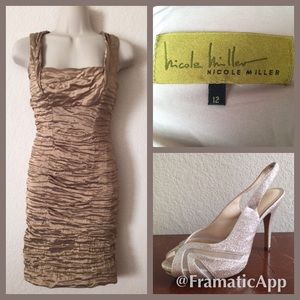 Nicole Miller metallic ruched dress