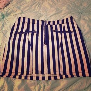 Black and white striped skirt