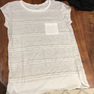 Grey and white striped short sleeve