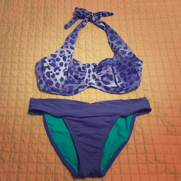 Cobalt blue animal print bikini