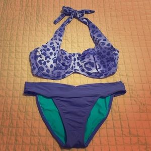 Cobalt blue animal print bikini