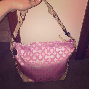 pink/white/cream Coach bag