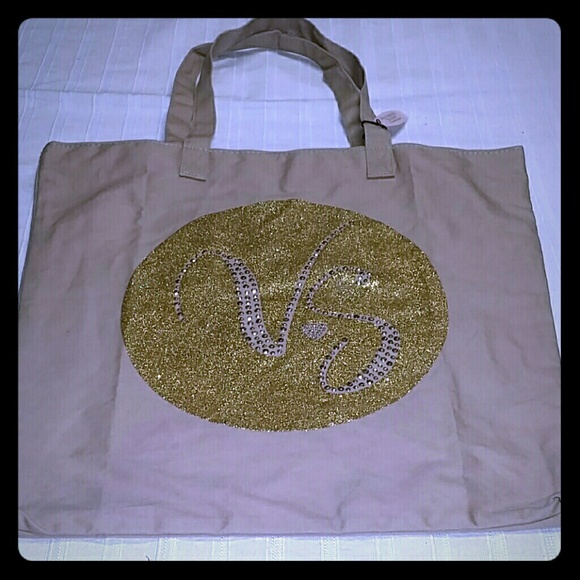 Victoria Secret tan canvas tote bag