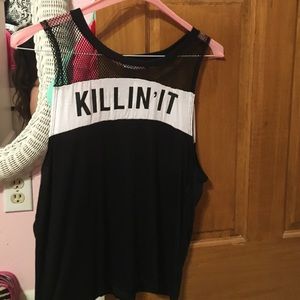 Black "killin' it" tank top