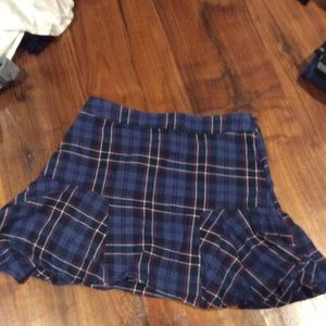 Navy blue plaid skirt