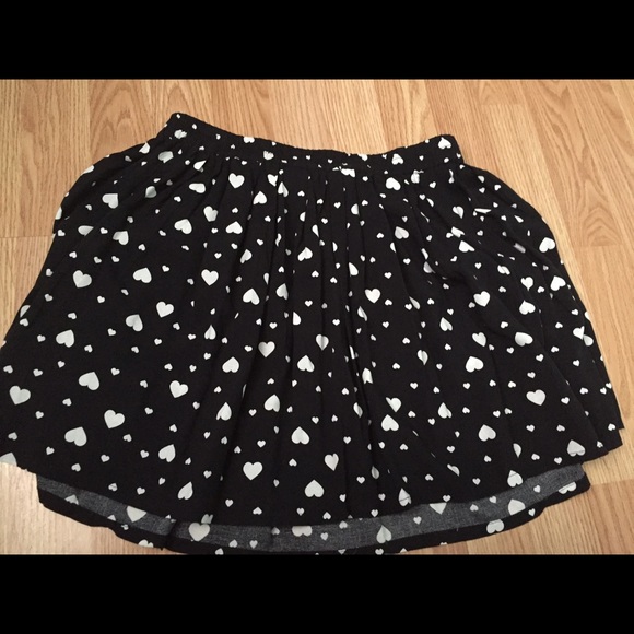 Black and White Heart Skater Skirt