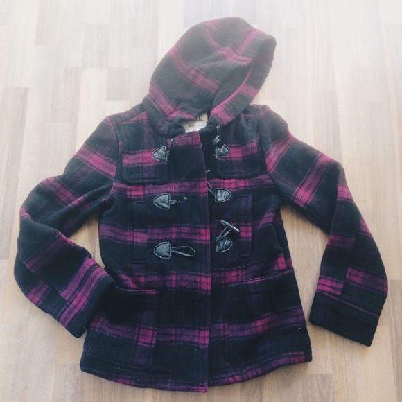 Aeropostale Black/Purple Plaid Coat