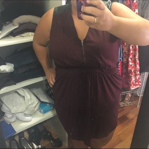 *SOLD* Burgundy/leather zip-front dress