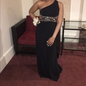 Black one shoulder prom dress
