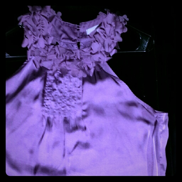 Silk Lavender Shirt w/Embellished Neckline