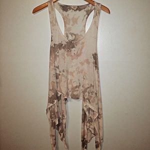 Flowy white pink and grey patterned tank top