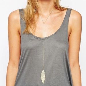 NEW! Long gold leaf necklace. LAST ONE!