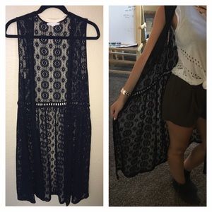 Nordstrom Painted Threads Black Duster Vest Coat