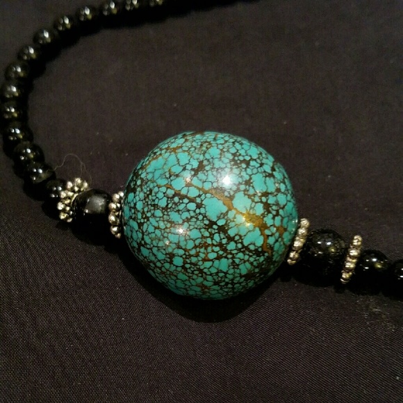 Turquoise and black choker