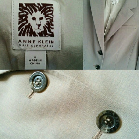 2 Button Grey/Taupe Anne Klein Suit Jacket sz 6 - Picture 5 of 5