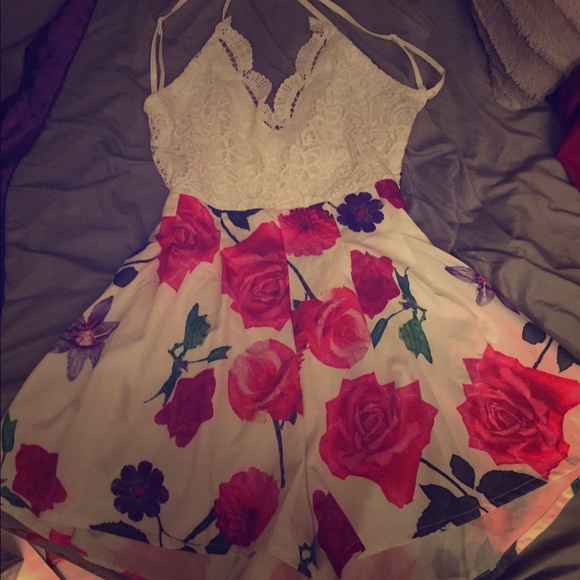 Gorgeous floral and lace romper