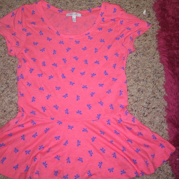 Pink and blue bow flared top