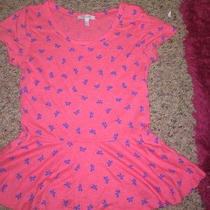 Pink and blue bow flared top