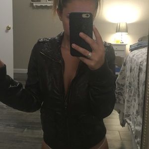 Abercrombie brown leather jacket